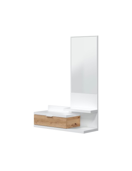Recibidor 1 Cajón + Espejo Blanco Artik/Roble Nodi LIA
