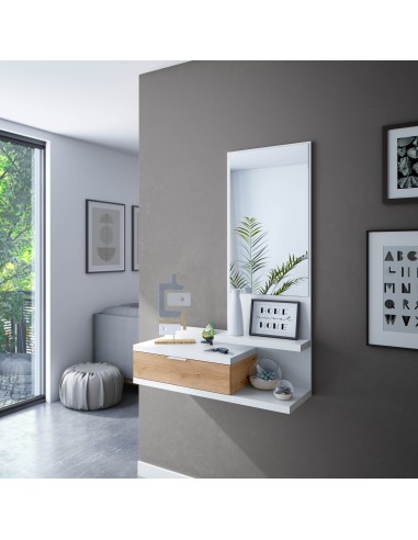 Recibidor 1 Cajón + Espejo Blanco...