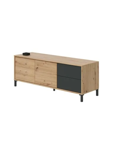 Mueble TV 2 Puertas + 2 Cajones Roble Nodi/Gris antracita URBAN PLUS