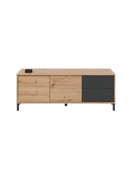 Mueble TV 2 Puertas + 2 Cajones Roble Nodi/Gris antracita URBAN PLUS