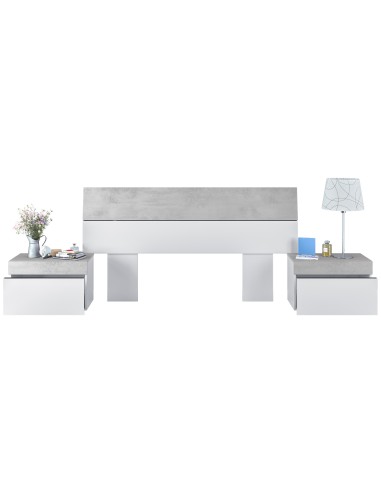 Cabezal + 2 Mesitas 1 cajón - Blanco...