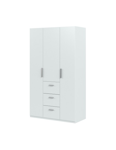 Armario Ward 3 Puertas + 3 Cajones - Blanco brillo