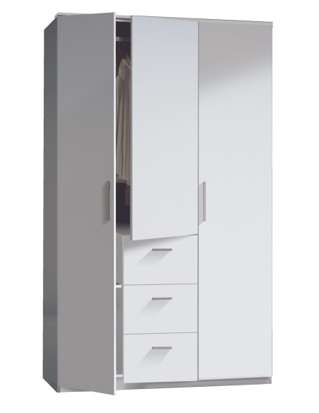Armario Ward 3 Puertas + 3 Cajones - Blanco brillo
