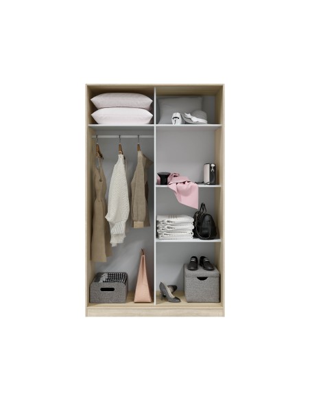 Armario NOON PLUS  2 Puertas correderas Roble Canadian - Blanco Artik