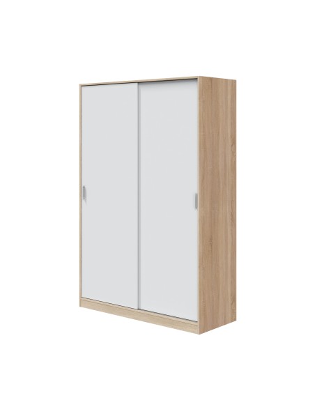 Armario NOON PLUS  2 Puertas correderas Roble Canadian - Blanco Artik
