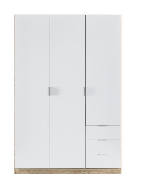 Armario LC 3 Puertas + 3 Cajones Roble Canadian/Blanco Artik