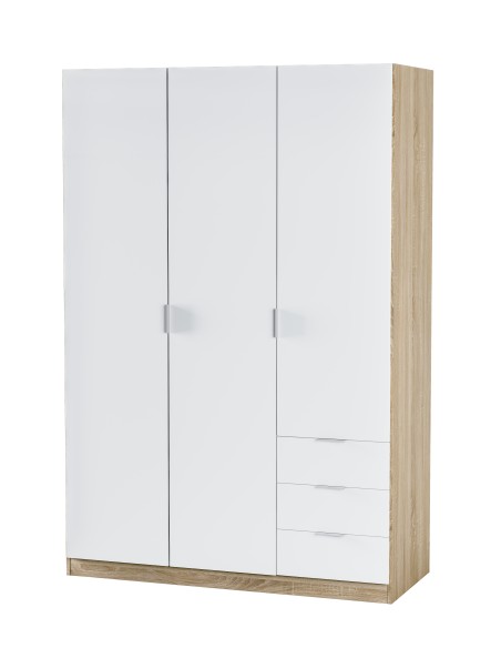 Armario LC 3 Puertas + 3 Cajones Roble Canadian/Blanco Artik