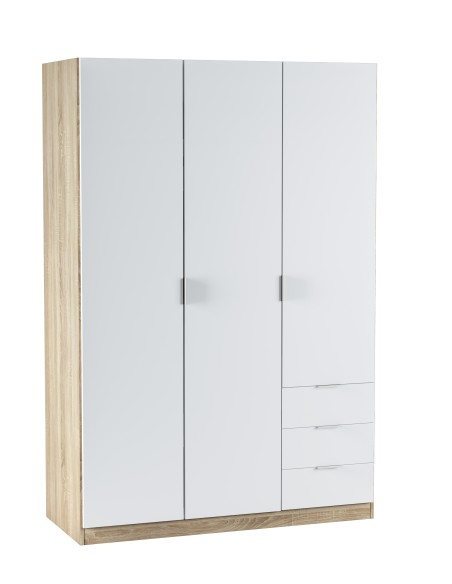 Armario LC 3 Puertas + 3 Cajones Roble Canadian/Blanco Artik