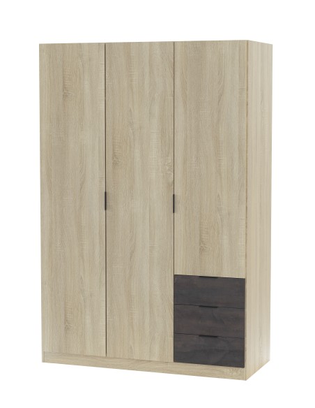 Armario LC 3 Puertas + 3 Cajones Roble Canadian/Oxido