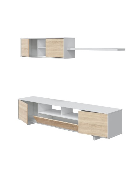 Salón TV Blanco Brillo/Roble Canadian VARYS