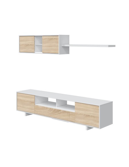 Salón TV Blanco Brillo/Roble Canadian VARYS