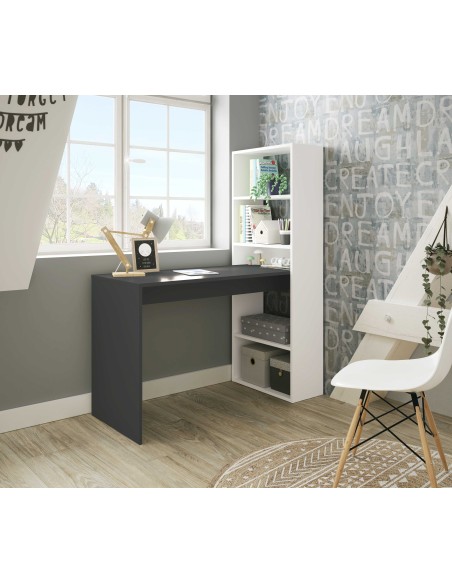 Mesa + Estanteria Blanco Artik/Gris Antracita GIO PLUS