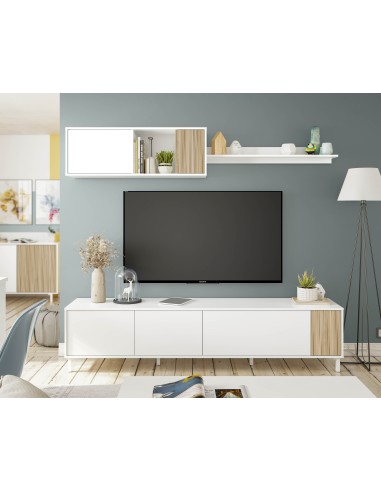 Salón mueble TV Blanco artik/Natur...