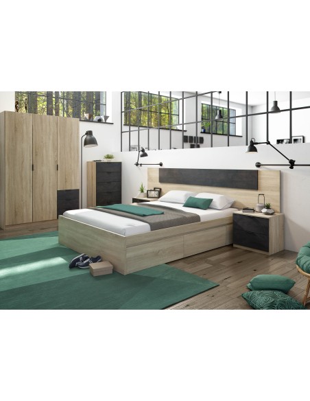 Armario LC 3 Puertas + 3 Cajones Roble Canadian/Oxido