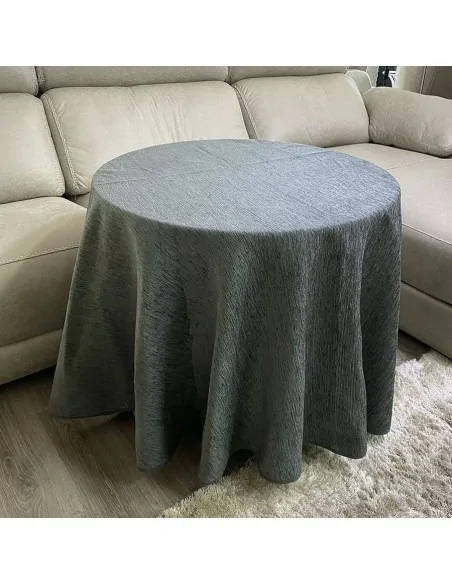 Ropa Mesa Redonda Chenilla Costura Reforzada color Gris