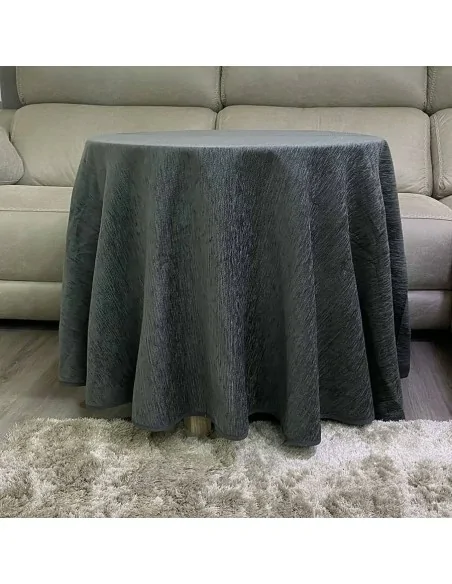 Ropa Mesa Redonda Chenilla Costura Reforzada color Gris