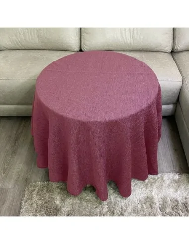 Ropa Mesa Redonda Chenilla Costura Reforzada color Rosa Salmón