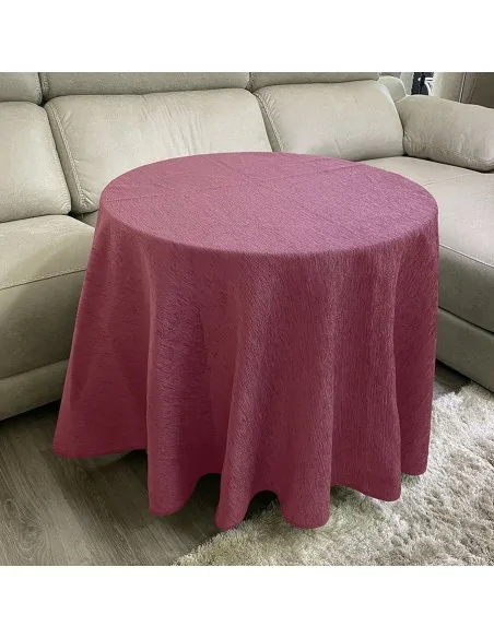 Ropa Mesa Redonda Chenilla Costura Reforzada color Rosa Salmón