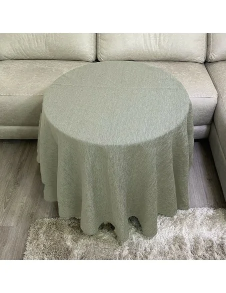 Ropa Mesa Redonda Chenilla Costura Reforzada color Gris Claro