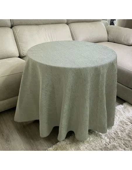 Ropa Mesa Redonda Chenilla Costura Reforzada color Gris Claro