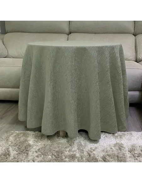 Ropa Mesa Redonda Chenilla Costura Reforzada color Gris Claro
