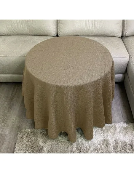 Ropa Mesa Redonda Chenilla Costura Reforzada color Beige