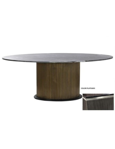 Mesa Ovalada Comedor Laton Marmol...