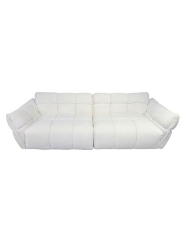 Sofa Poliester Madera 260x100x81 Bucle Blanco Roto