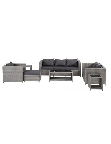 Sofa Set 7 Ratan Sintetico 200x80x68 Con Cojines