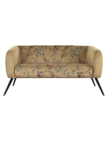 Sofa Poliester Metal 140x71x71 Flores Amarillo