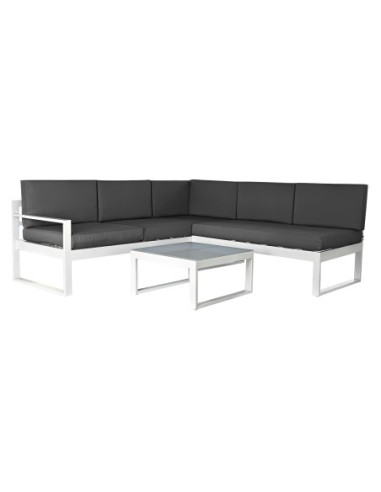 Sofa Set 3 Poliester Aluminio 192x192x92 Gris