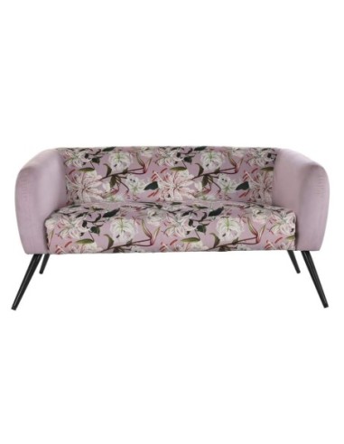 Sofa Poliester Metal 140x71x71 Flores Rosa