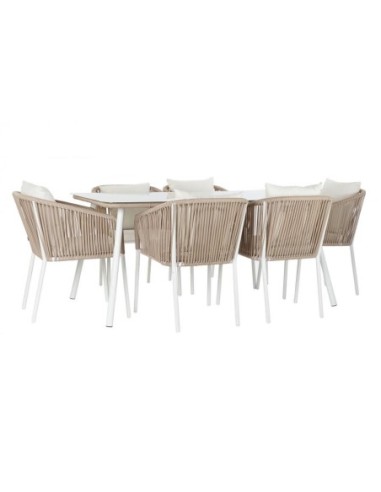 Mesa Set 7 Aluminio Poliester 160x90x75 Beige