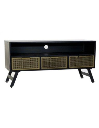 Mueble Tv Metal 125x41x62 Rejilla Negro