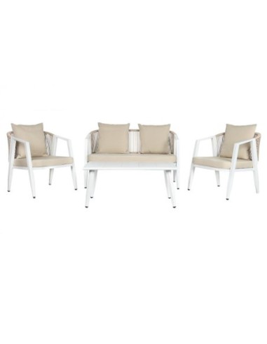 Sofa Set 4 Acero Poliester 123x66x72 Blanco