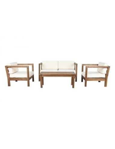 Sofa Set 4 Teca Algodon 130x69x65 Marron