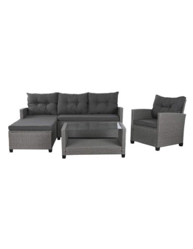 Sofa Set 4 Ratan Sintetico Poliester 120x65x77