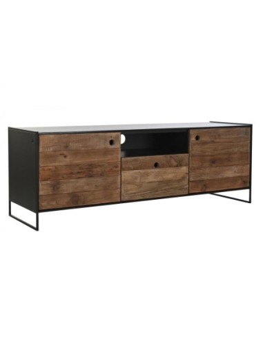 Mueble Tv Madera Reciclada Pino 144,5x40x51 Negro