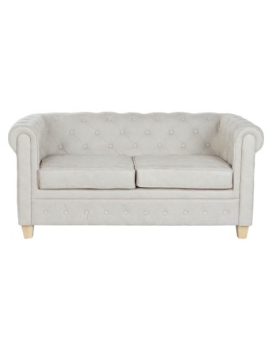 Sofa Poliester Madera 151x80x70 Capitone Blanco