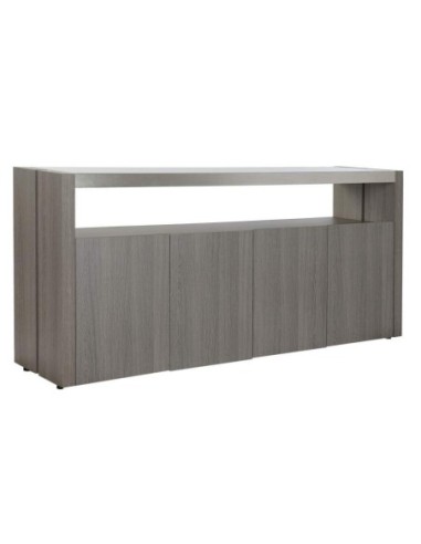 Buffet Roble Aluminio 165x39x76 Cristal Gris