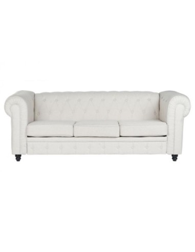 Sofa Poliester Madera 209x84x76 Crema