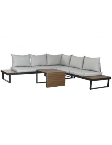 Sofa Set 4 Aluminio Poliester 227x159x64 Gris