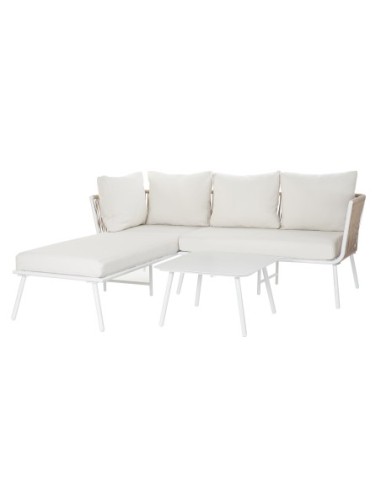 Sofa Set 2 Aluminio Poliester 196x170x86 Beige