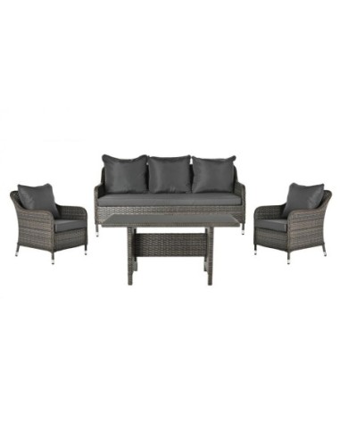 Sofa Set 4 Ratan Sintetico 175x73x81 Con Cojines