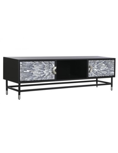 Mueble Tv Hueso Resina 170x40x50 Taracea Negro