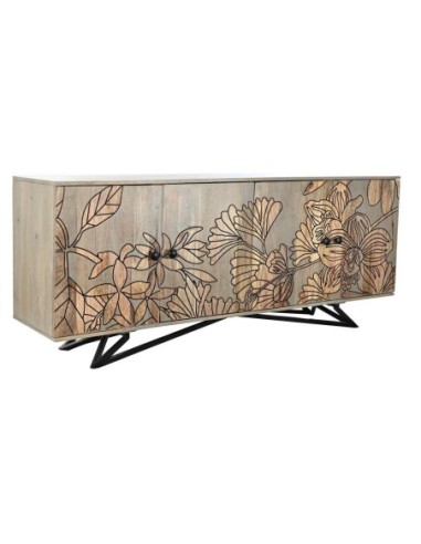 Buffet Mango Metal 177x45x74 Flores Gris