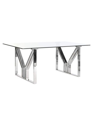 Mesa Comedor Acero Cristal 180x90x75 Cromado