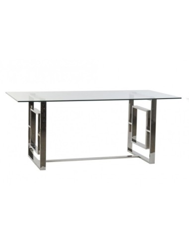 Mesa Comedor Acero Cristal 180x90x75