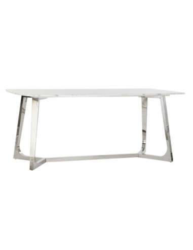 Mesa Comedor Acero Marmol 180x90x76 Plateado