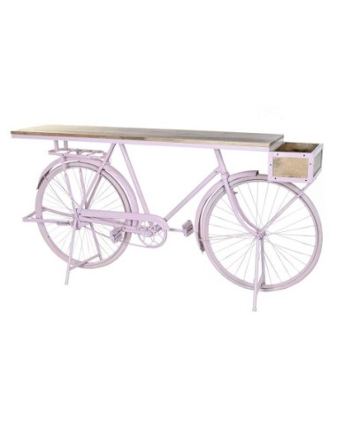 Consola Hierro Mango 180x41x94 Bicicleta Rosa Palo